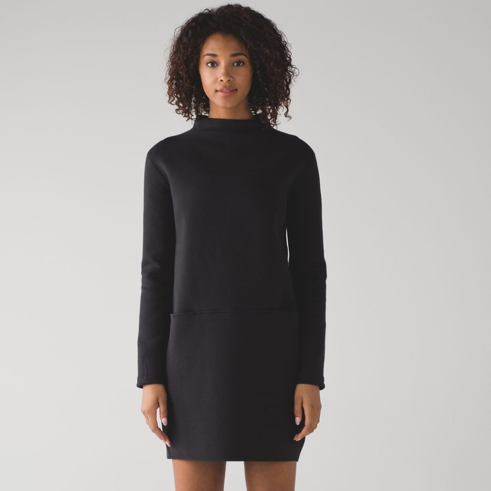 Lululemon City Bound Dress Long Sleeve Grey Black Dress Size 6 - Picture 4 of 10